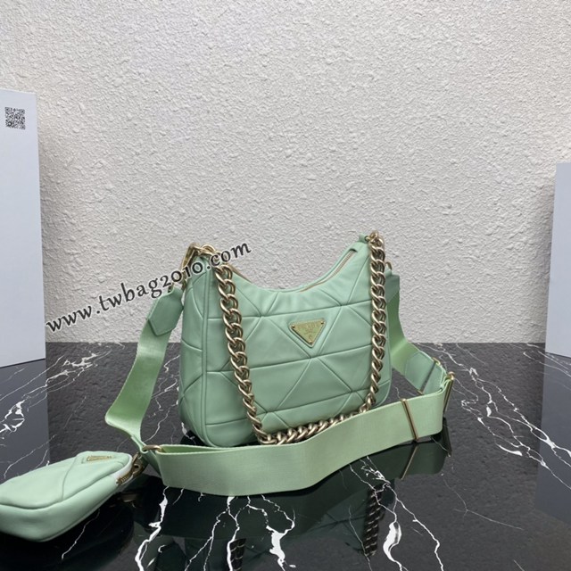 Prada專櫃新款升級版三合一女包 1BC151 普拉達小牛皮純手工菱形拼接鏈條肩背斜挎包 csp1512